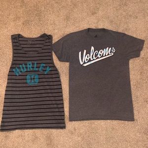 Hurley tank and Volcom tshirt bundle sz s 🌴🛹